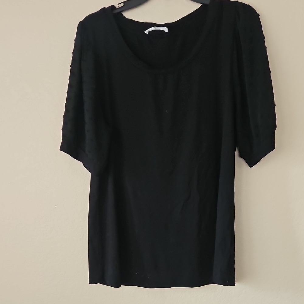 Beacon Black Short Sleeve Scoop Neck Top‎ XL